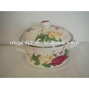 porcelain enamel strait pot with metal lid